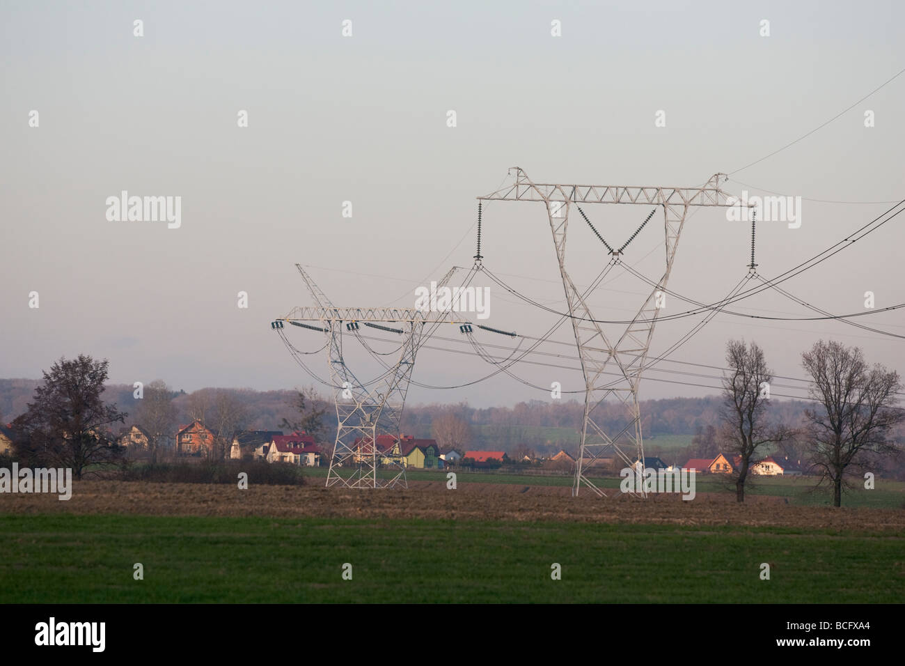 Electricity Power Line. Poland, UE Stock Photo Alamy