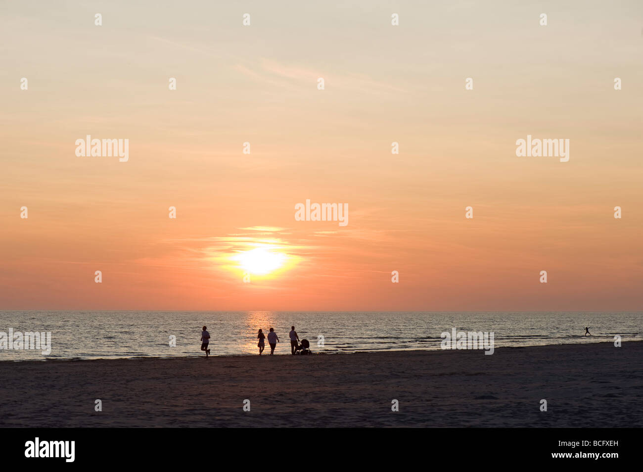 Sunset over Baltic Sea Liepaja Latvia Stock Photo