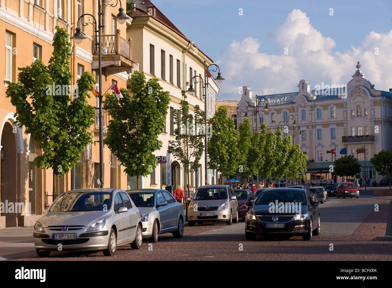Car traffic in Old Town Vilnius Lithuania Stock Photo Alamy