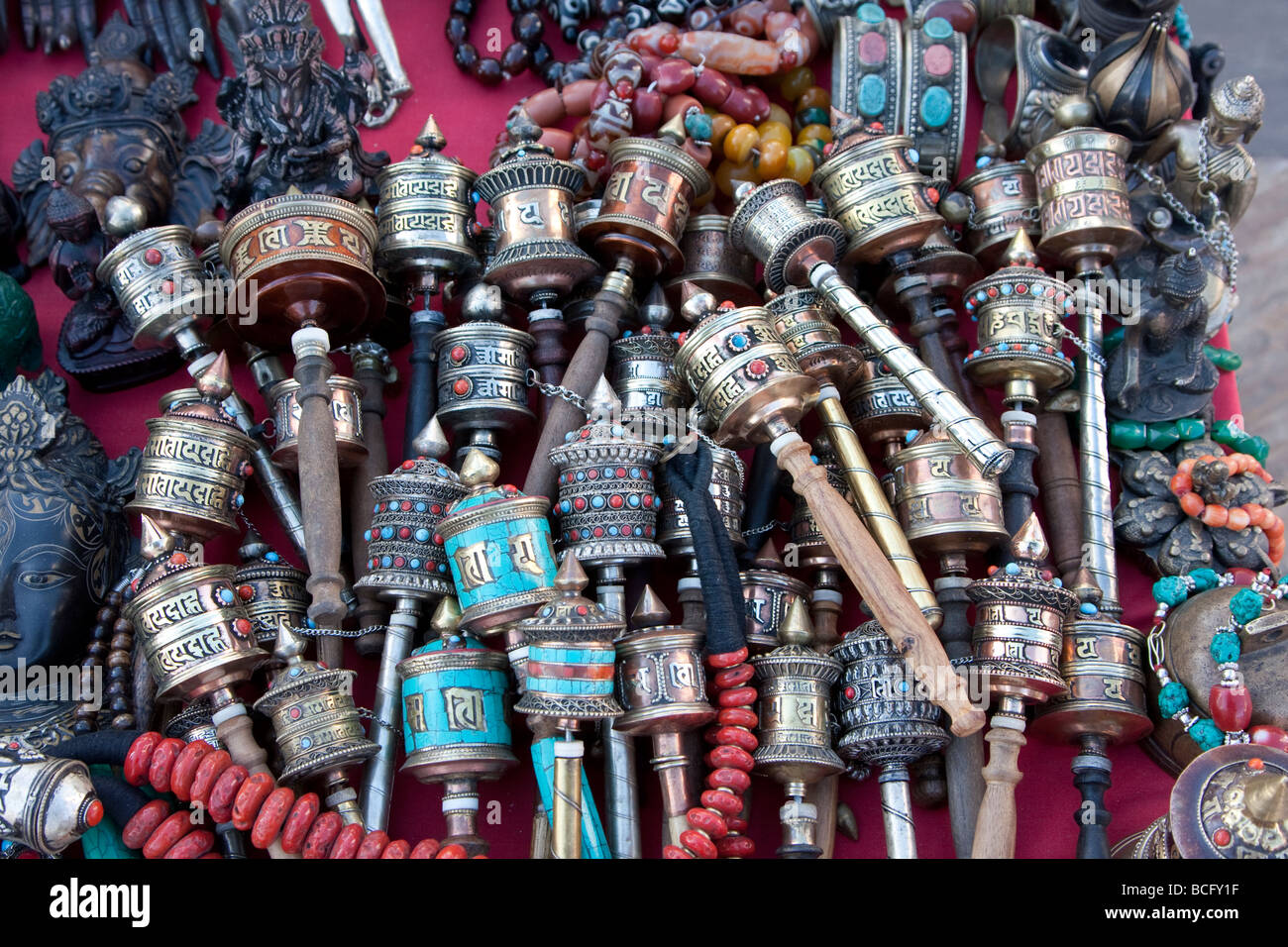 Kathmandu, Nepal. Miniature Prayer Wheels for Sale at Swayambhunath
