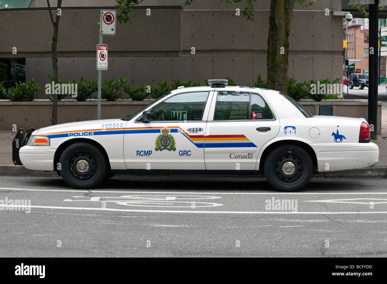 side of police car, Vancouver, British Columbia, Canada Stock Photo Alamy