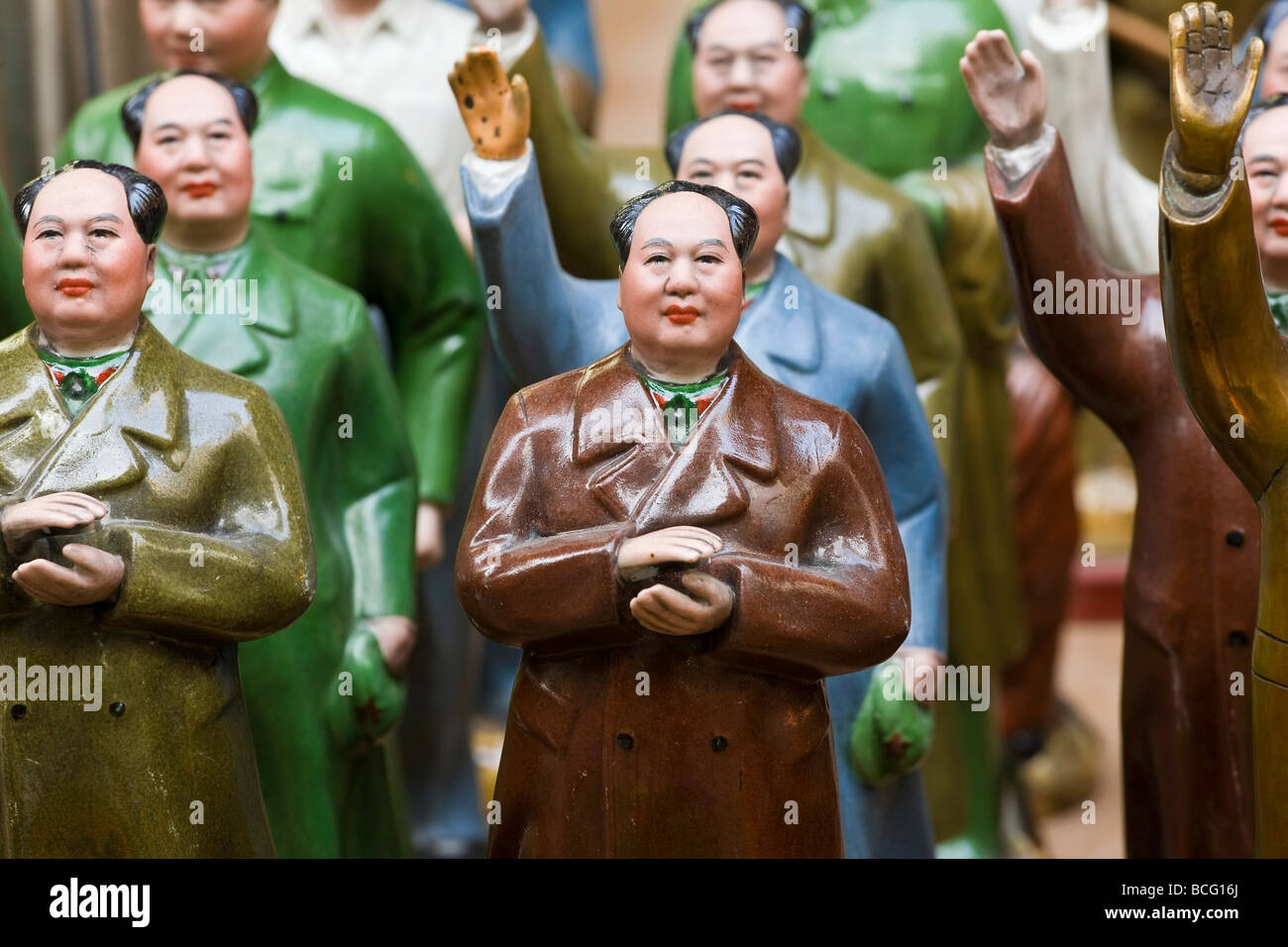 China Hong Kong Central Hollywood Road Antiques Market Chairman Mao Communist Era Souvenir statues Stock Photo