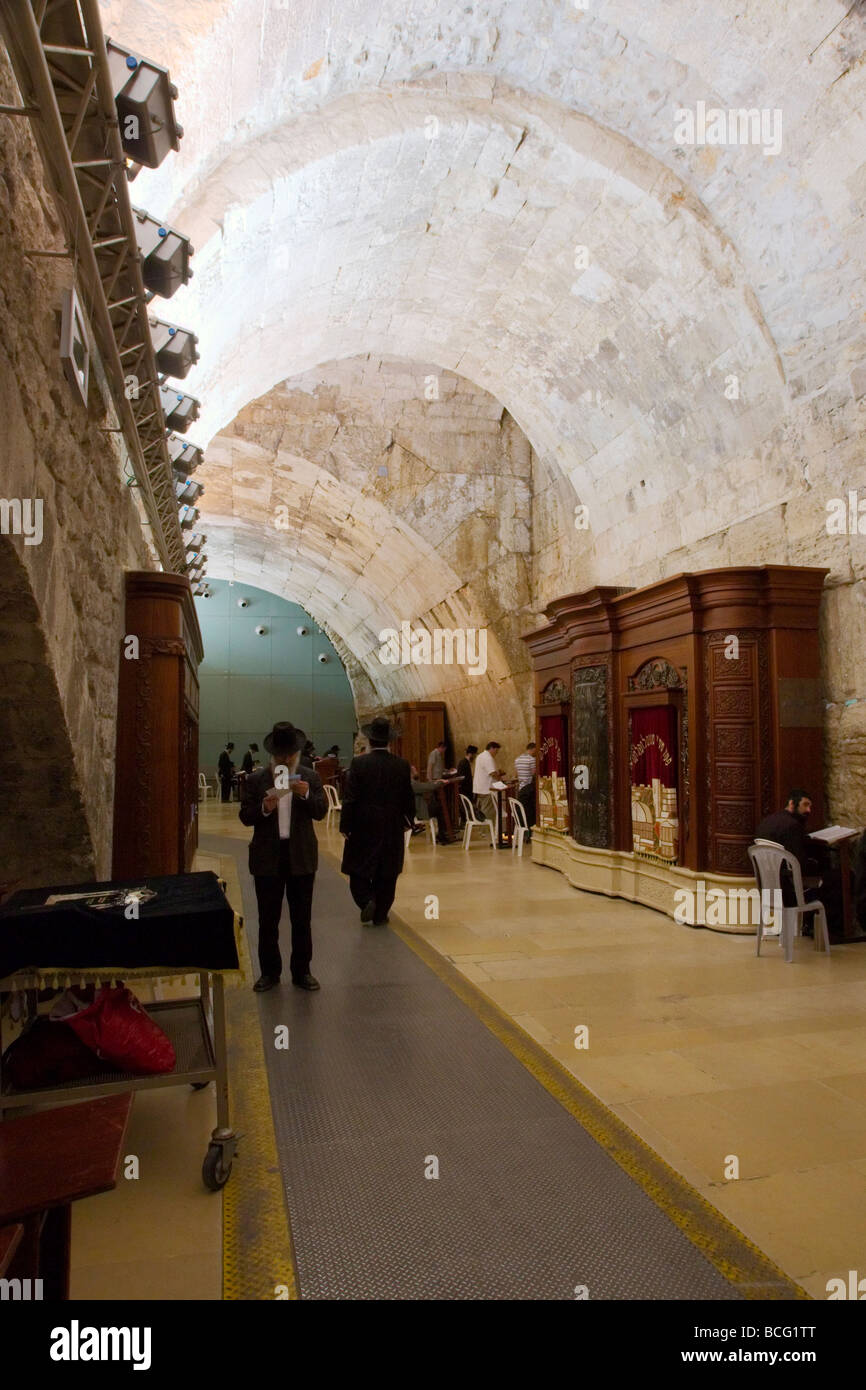 Jerusalem, Israel. Orthodox Jews praying at the tunnels near the