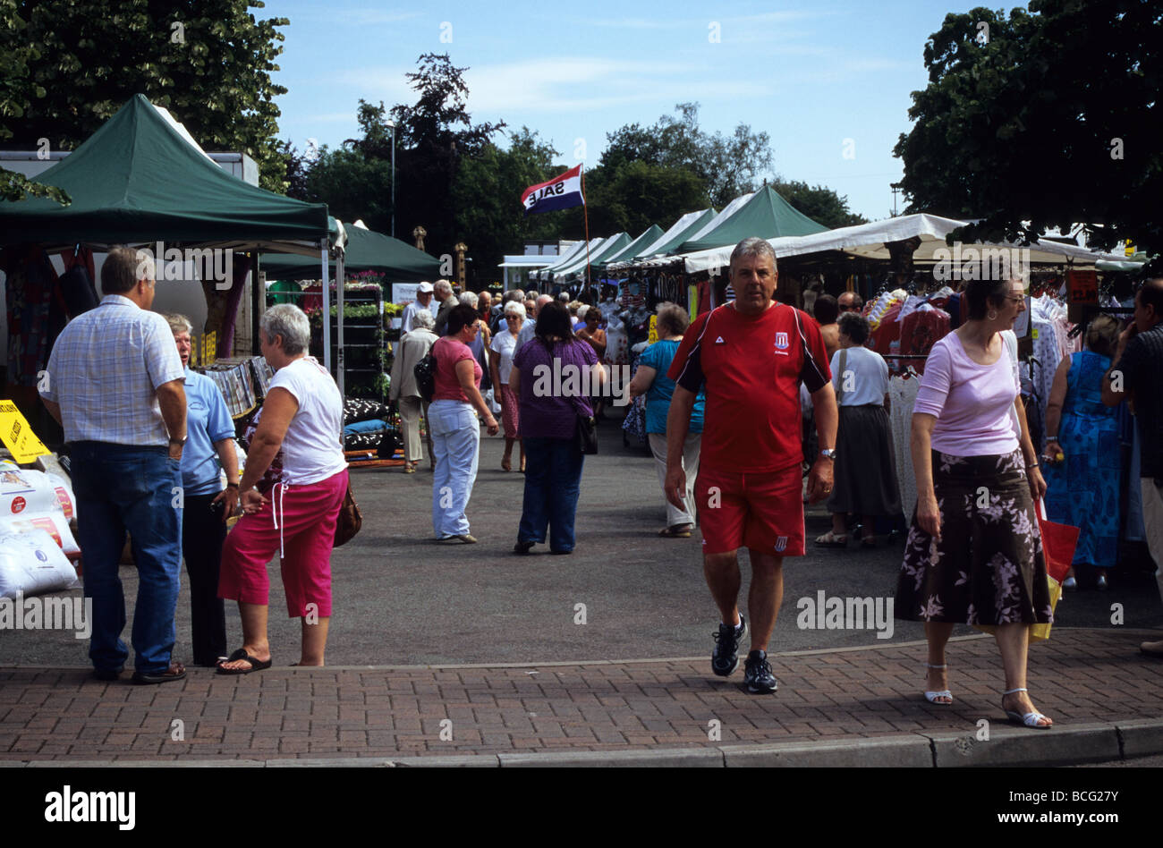 Busy Sandbach Market In Cheshire Stock Photo