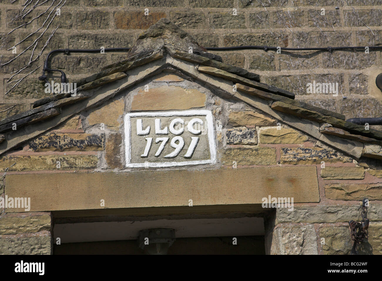 Leeds & Liverpool Canal outbuilding showing date of construction Stock Photo