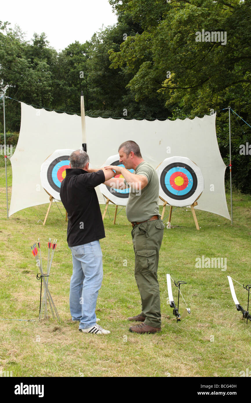 Archery at and English village show. Ambergate, Derbyshire, England, U.K. Stock Photo