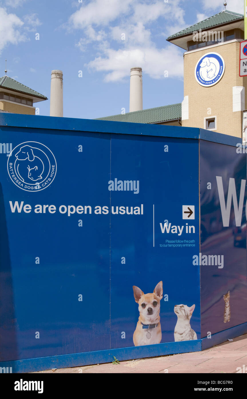 UK. Battersea Dogs and Cats home, with power station in background