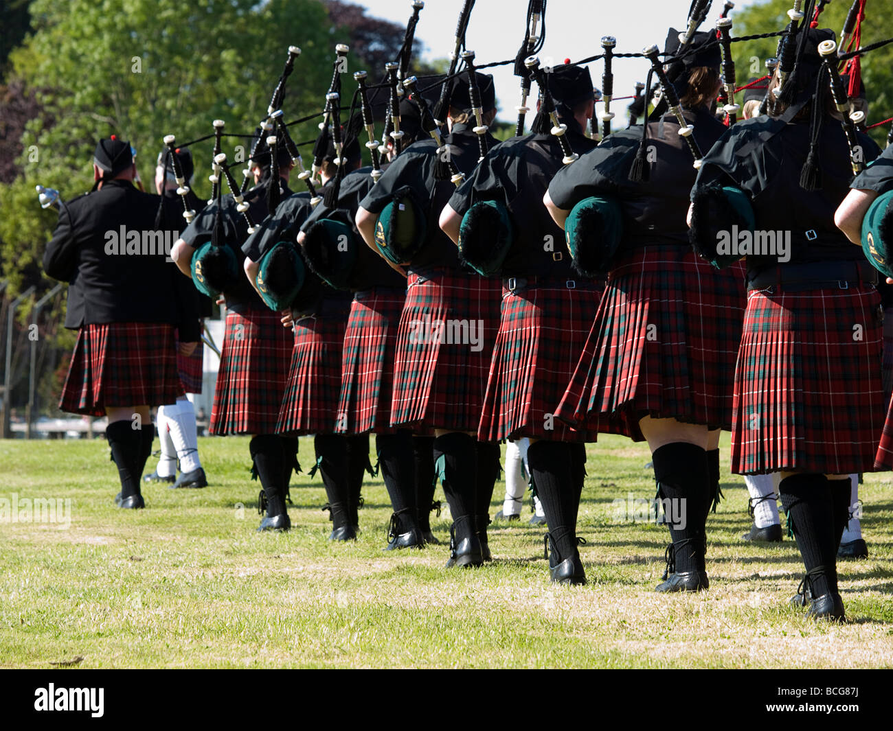 Scottish Pipe Band entering the arena Stock Photo
