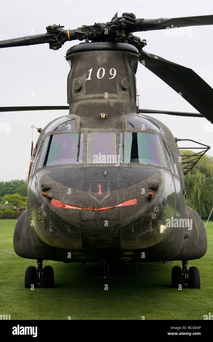 U.S. Army CH-47D Chinook Helicopter. Cantigny Park. Stock Photo