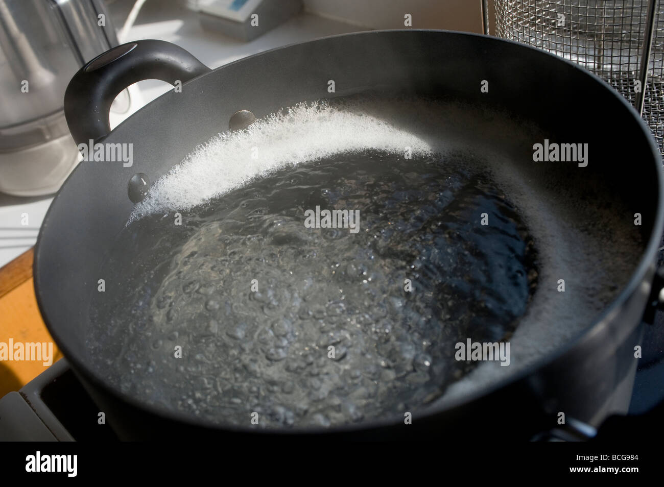 Water Boiling In A Pan On A Stove Stock Photo Alamy