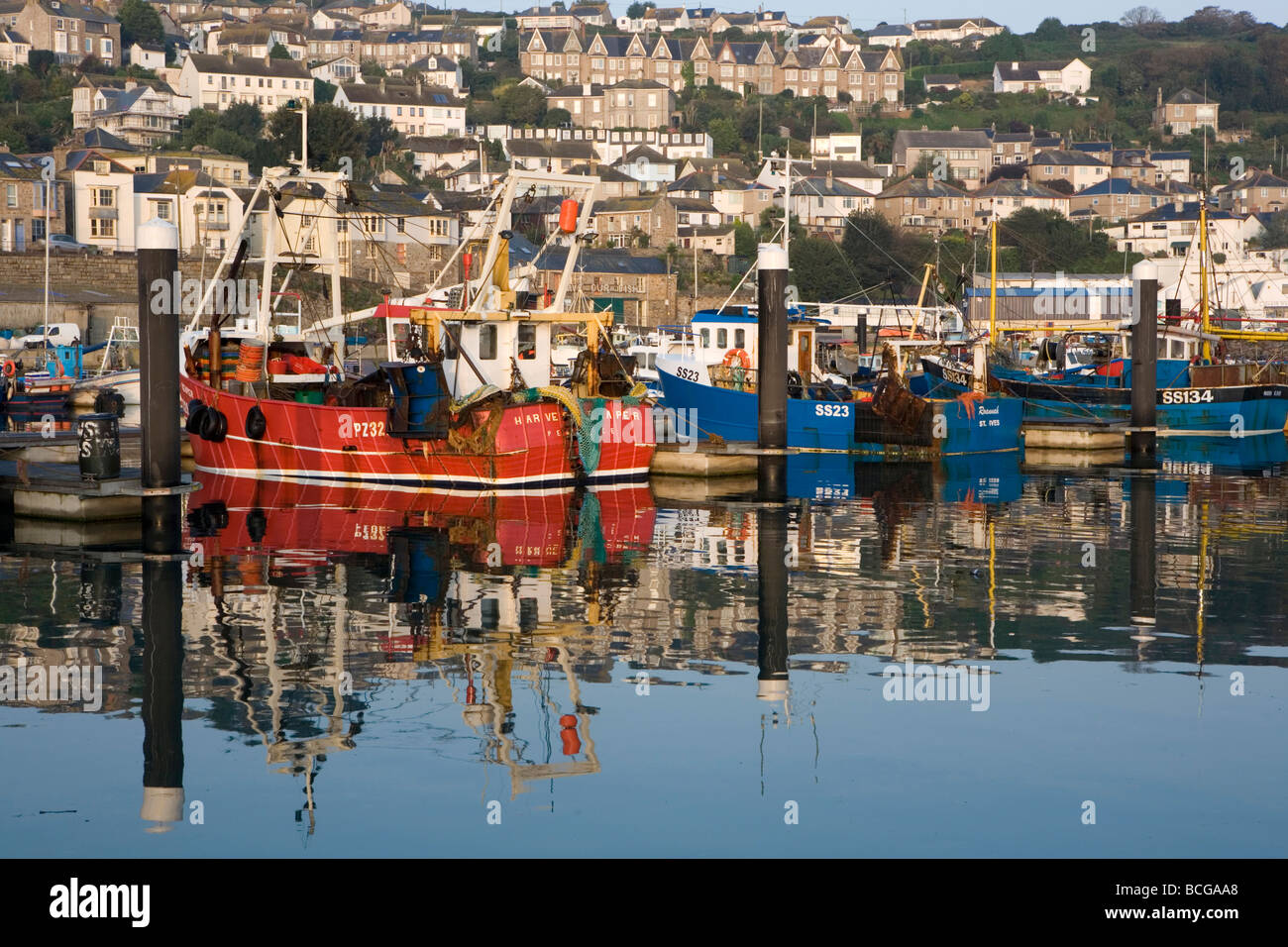 Fishing boats in harbour Stock Photo - Alamy
