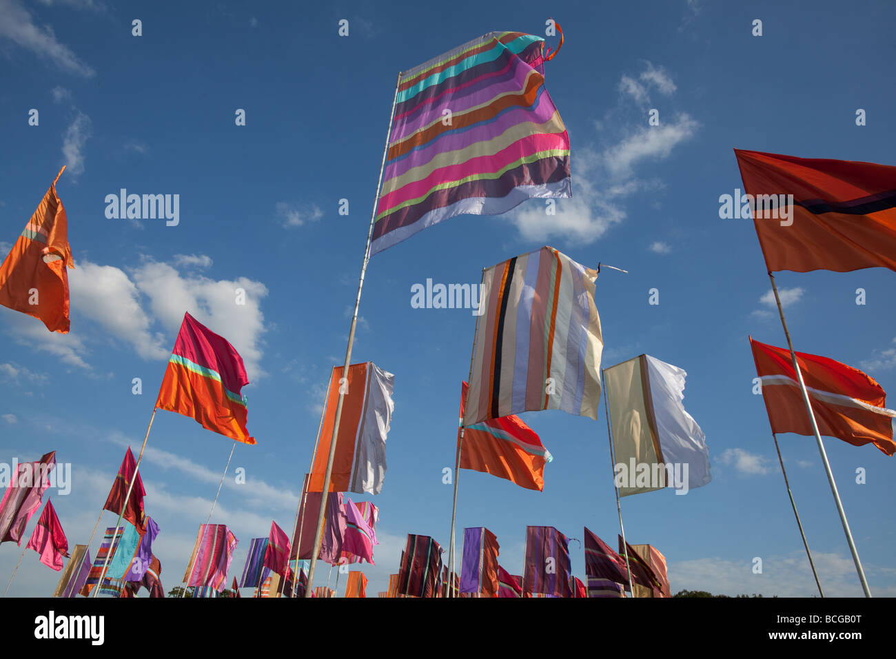 Flags at the Avalon arena, Glastonbury Festival 2009 Stock Photo Alamy