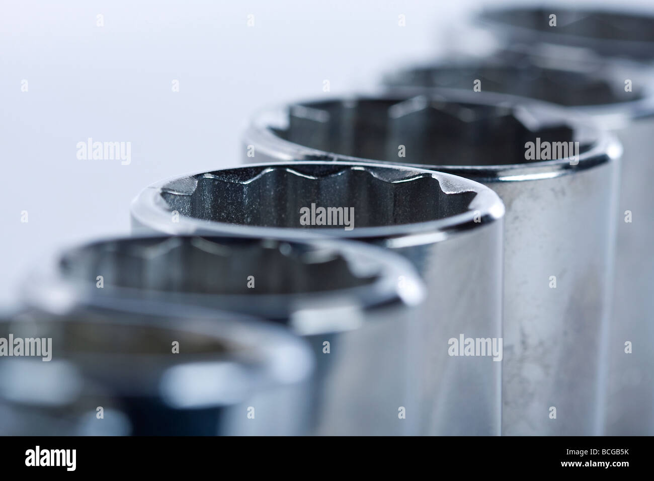 cold macro large socket set from tool bench Stock Photo - Alamy