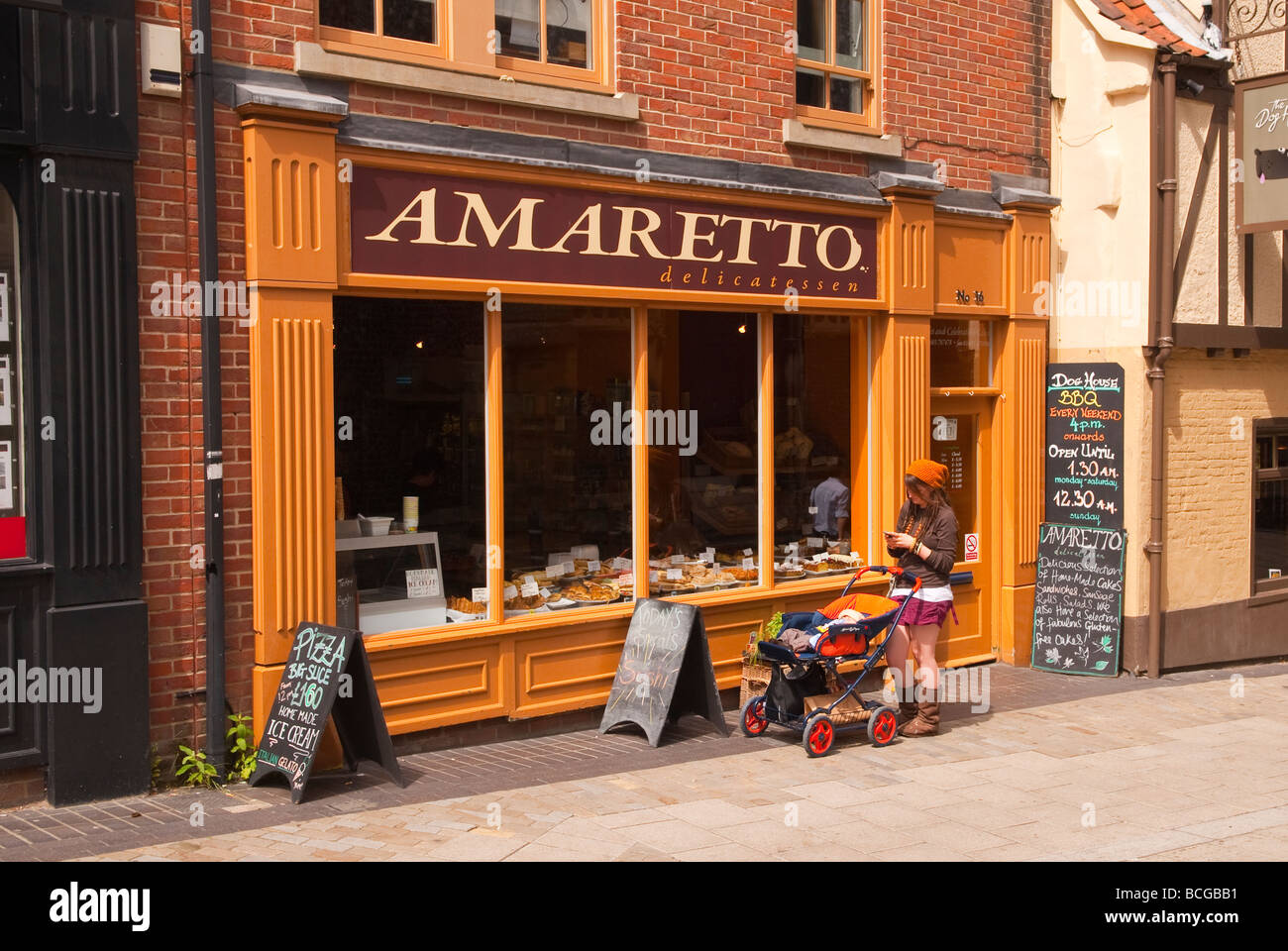 The Amaretto delicatessen deli shop store in Norwich Norfolk Uk Stock