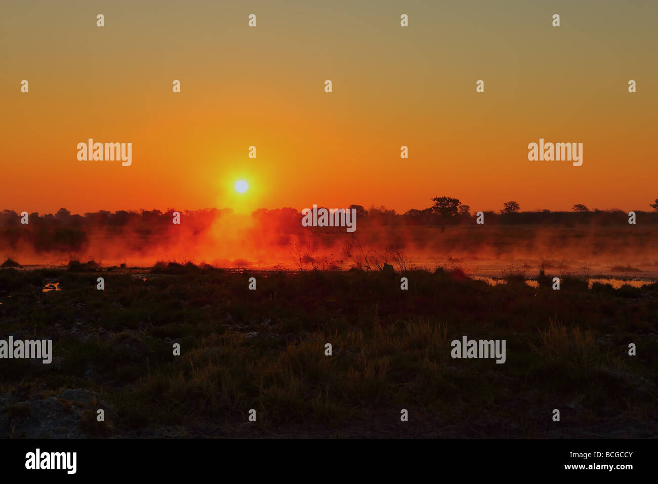Sunrise in Zambia, Africa. Stock Photo