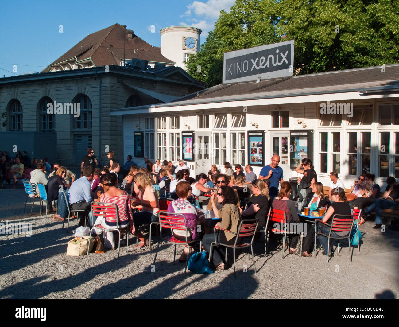 Kanzlei Xenix Bar and Street Cafe in summer Zurich Switzerland Stock Photo