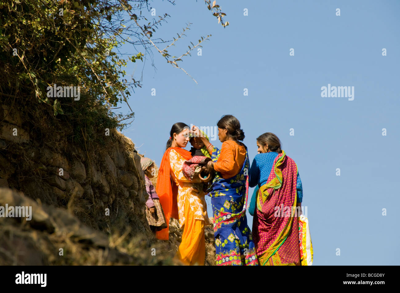Villagerskumaon Villageslower Himalayasterracescountryside Uttaranchal North East India 