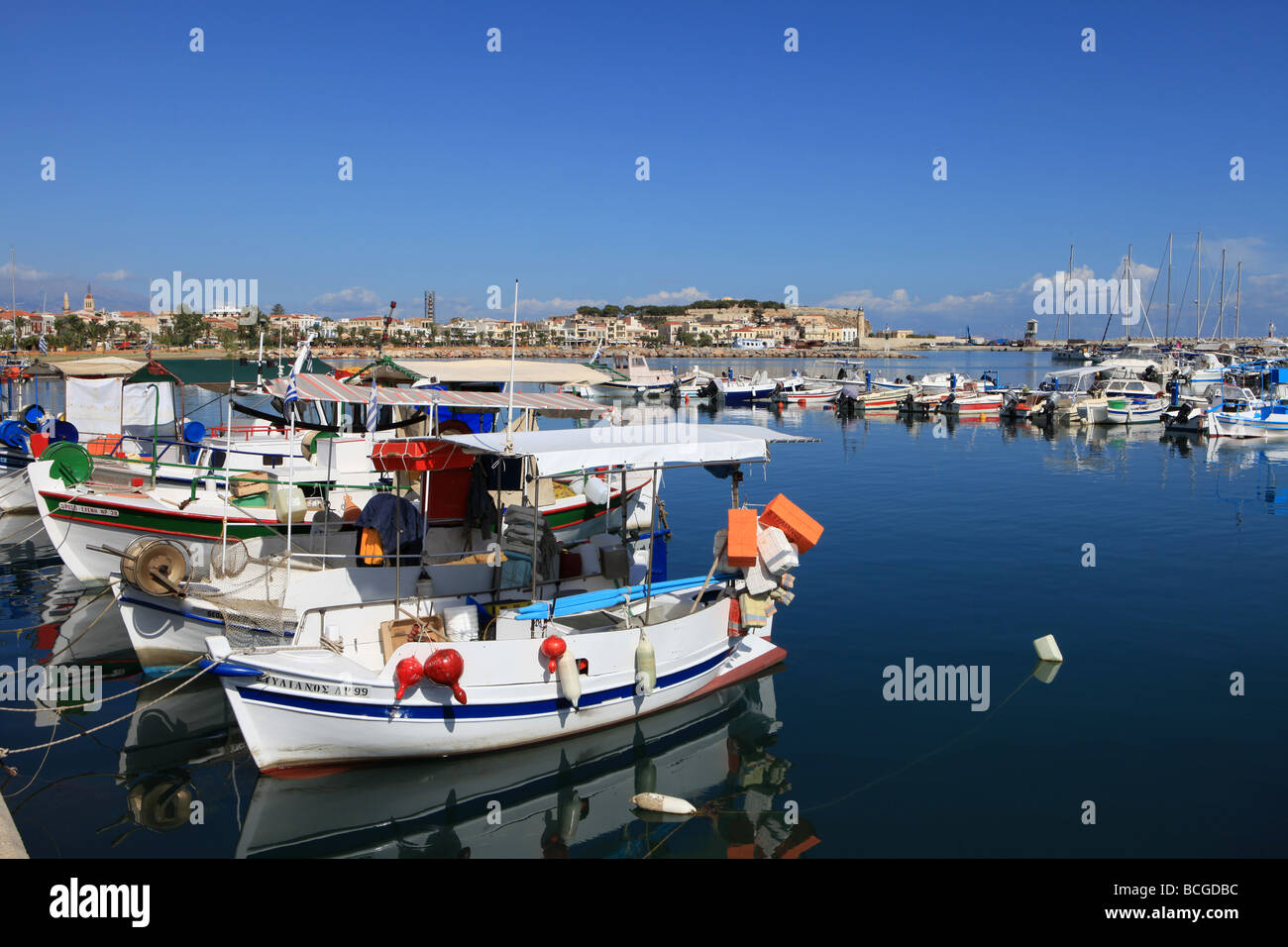 The fishing boat harbour in Iraklion, Crete, in July 2009 Stock Photo