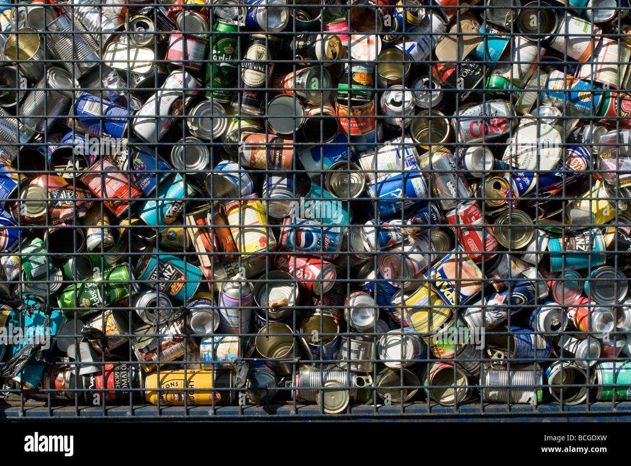 Aluminium can recycling bin in England Stock Photo Alamy