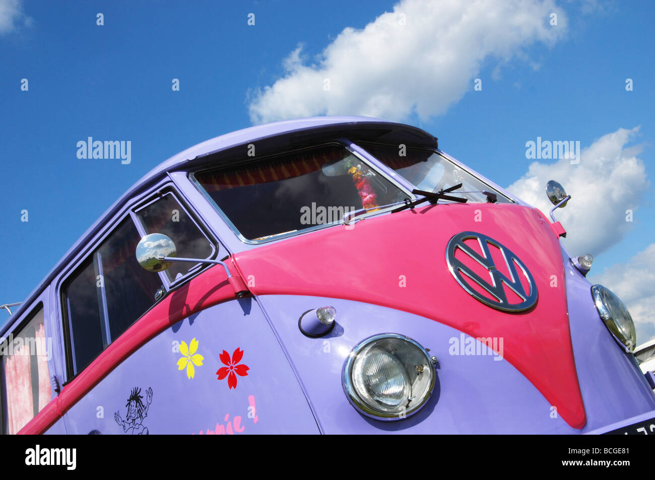 Classic VW bus against blue skies Stock Photo