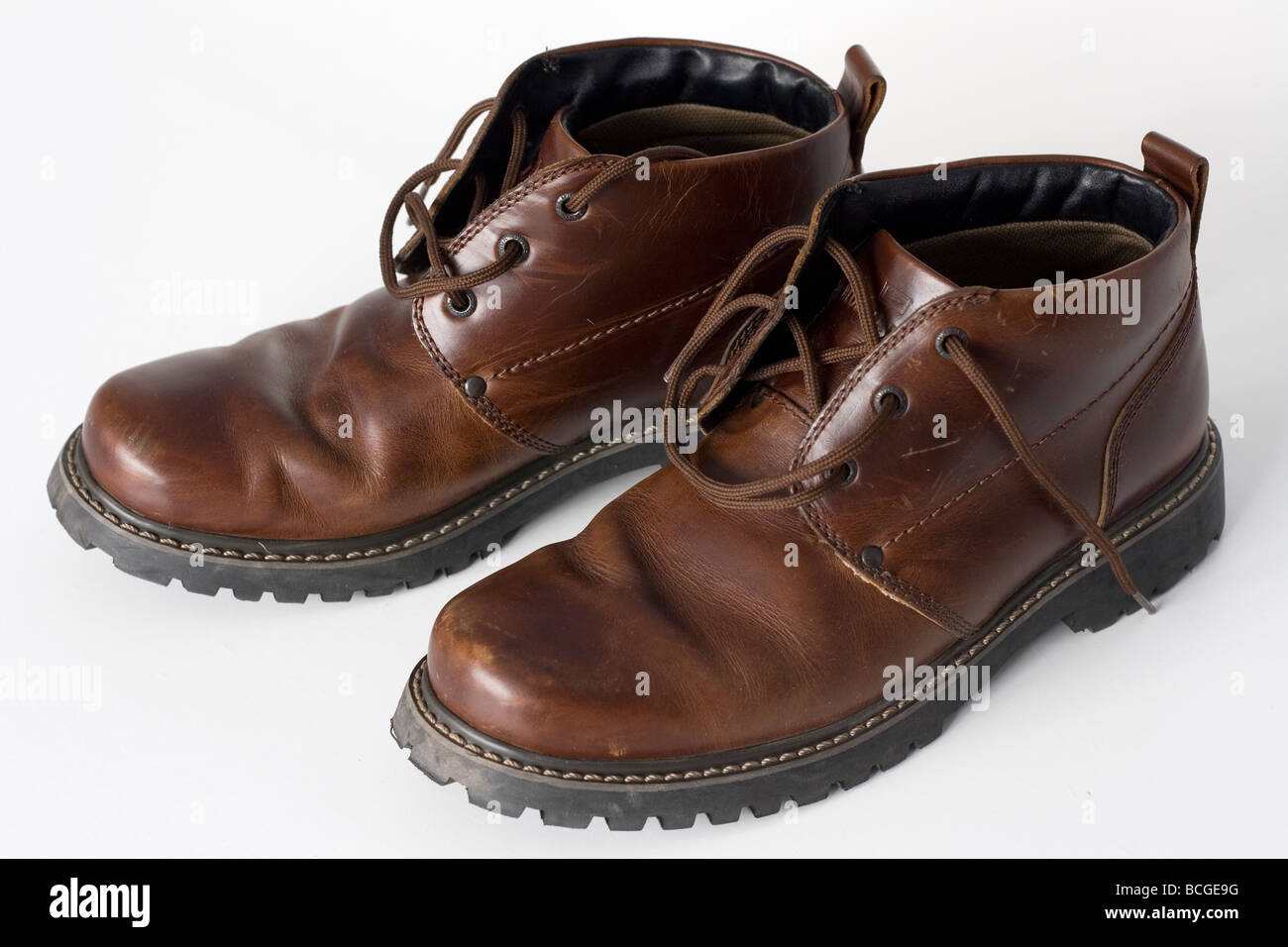 Brown ankle length boots Stock Photo - Alamy