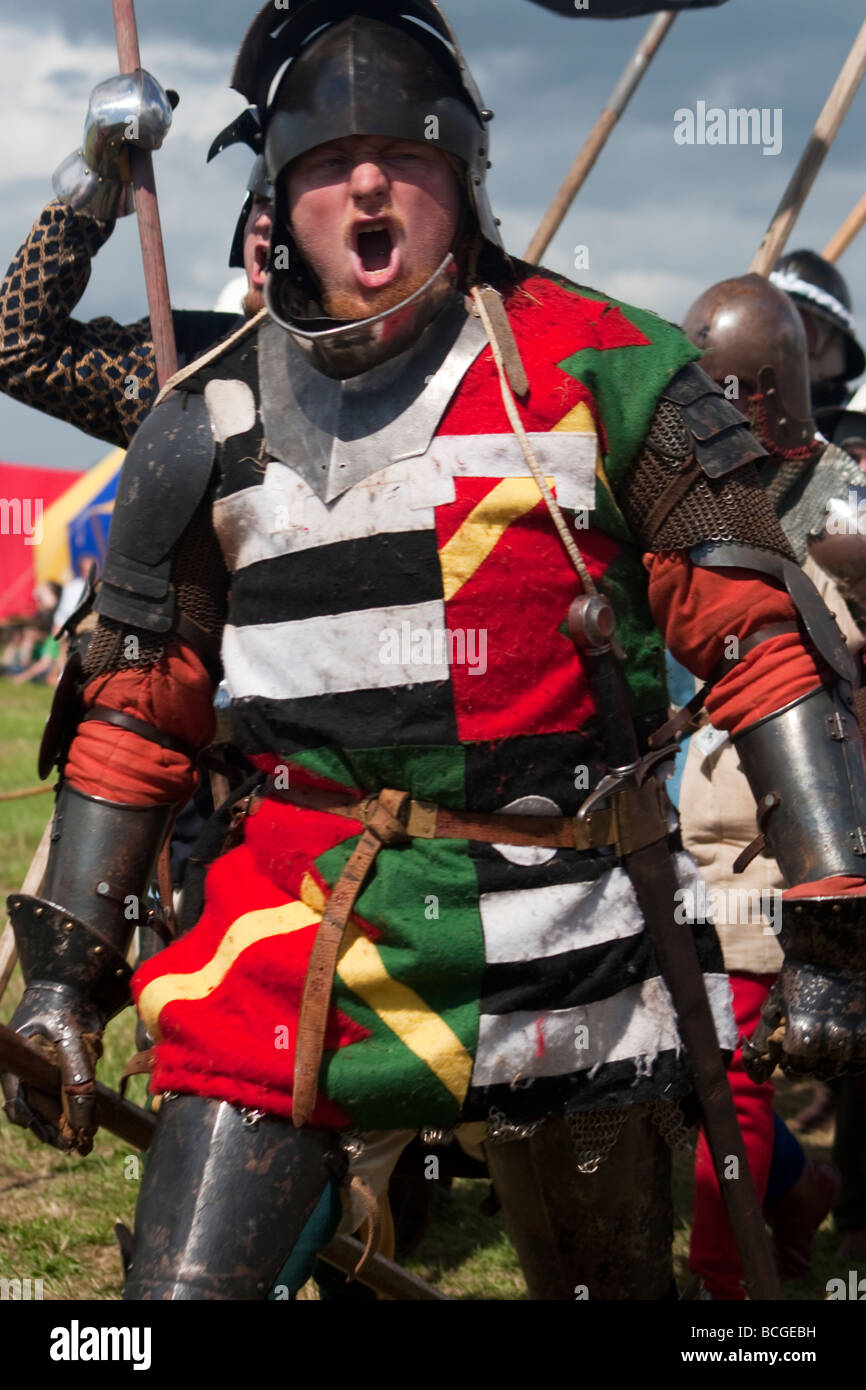 A medieval knight marching into battle Stock Photo