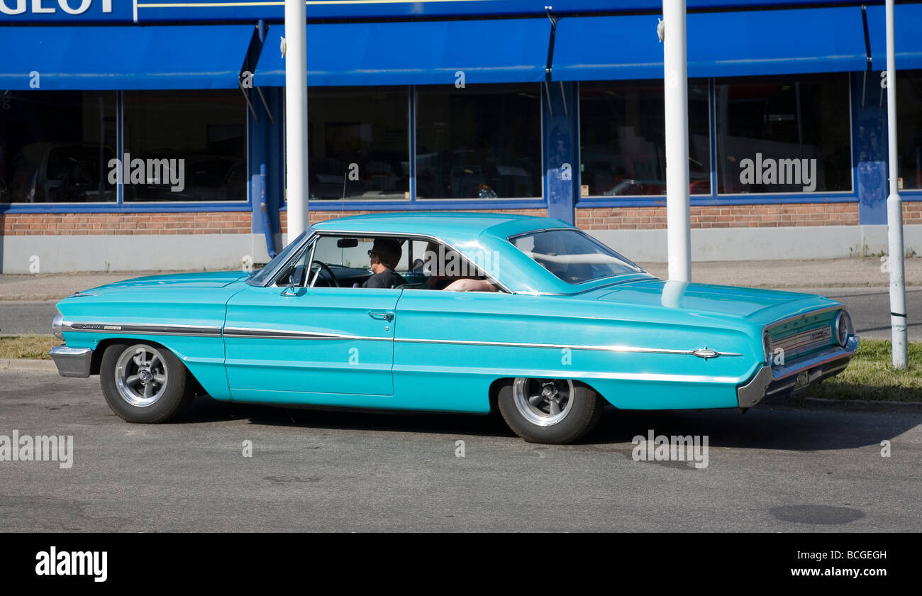Turquoise 1960s Ford Galaxie classic American car Stock Photo