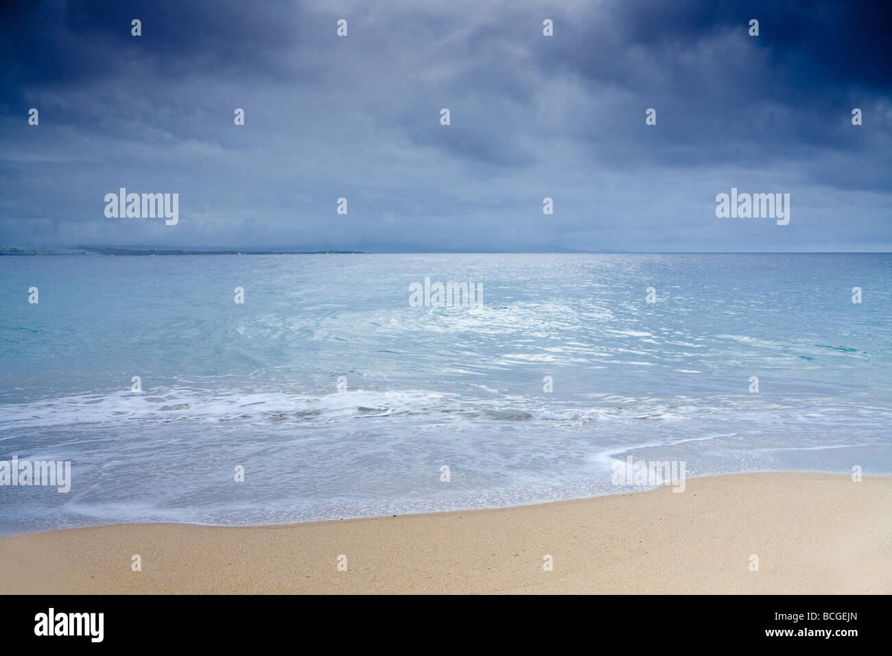 View out onto the Atlantic ocean from the beach at Sosua Dominican Republic Stock Photo