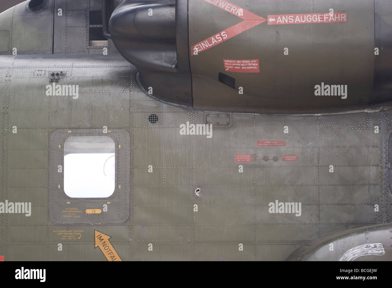 Side section of Military helicopter Stock Photo