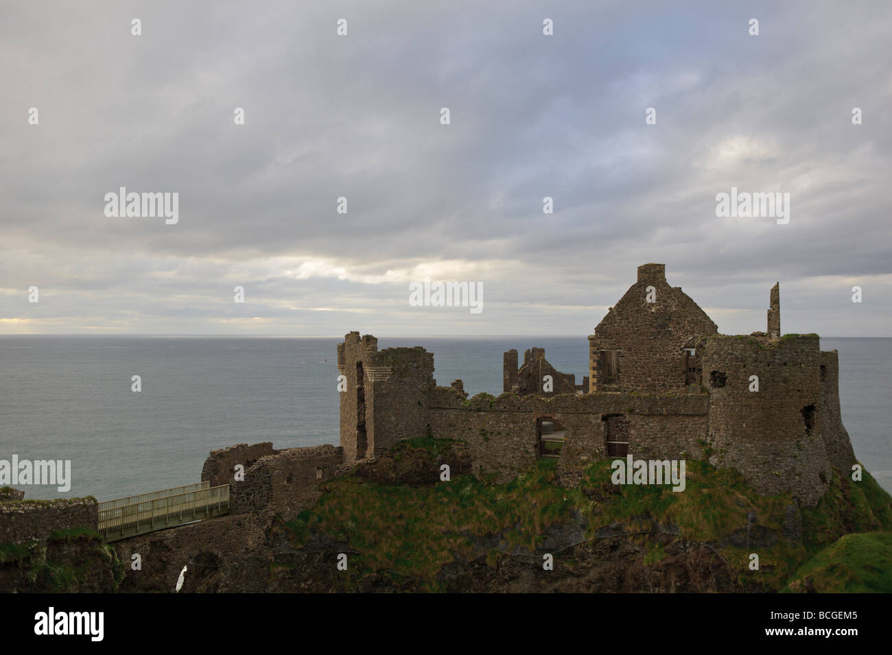 Dunluce castle and cliffs in County Antrim in Northern Ireland Stock Photo