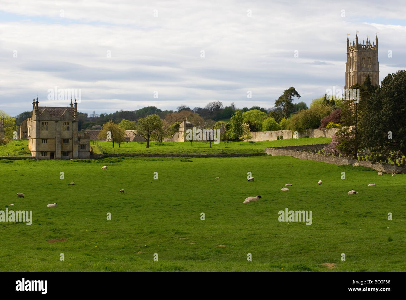 Remains of Campden House Lodges and St James s Church Tower Stock Photo