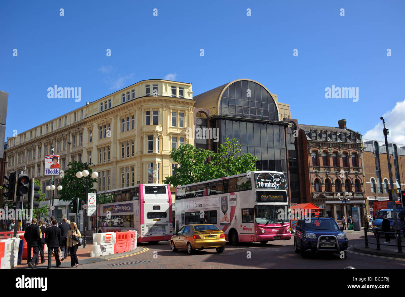 Downtown Belfast with traffic Stock Photo