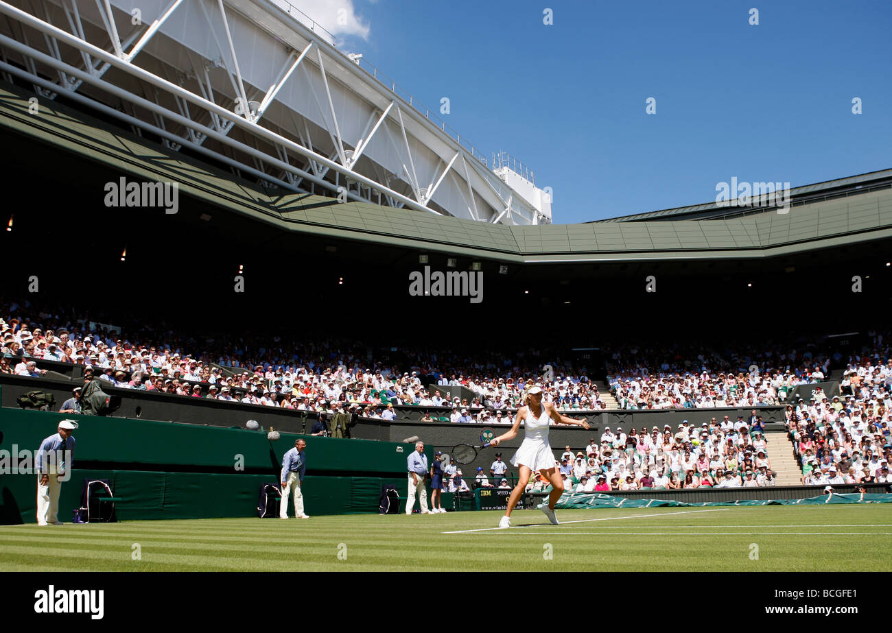 Panorama view showing the new roof construction of the Centre Court at the 2009 Wimbledon Championships Stock Photo