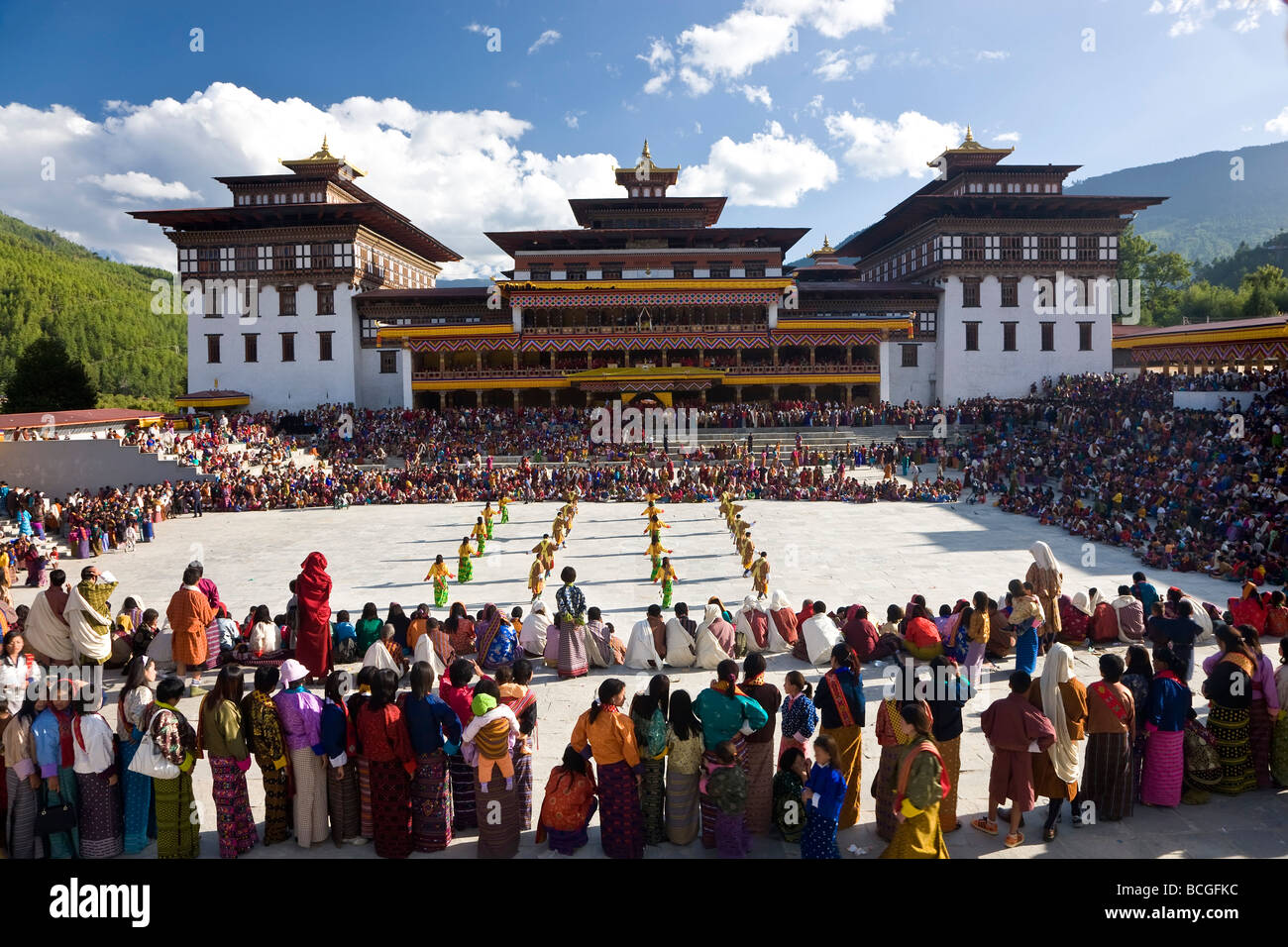 Festival Trashichhoe Dzong monastery Thimpu Bhutan Stock Photo