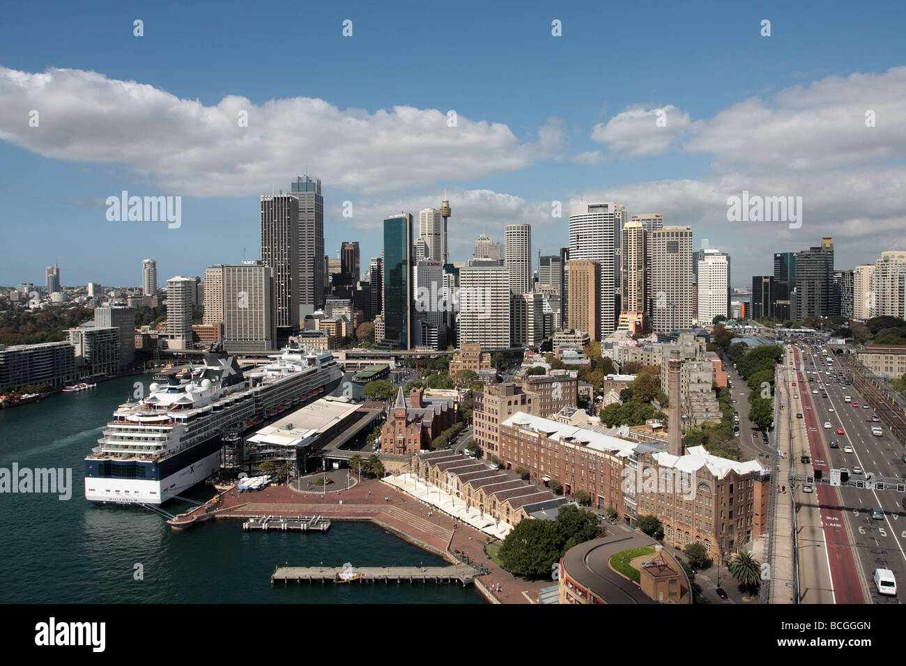 View over Circular Quay and Sydney from the Harbour Bridge New South ...