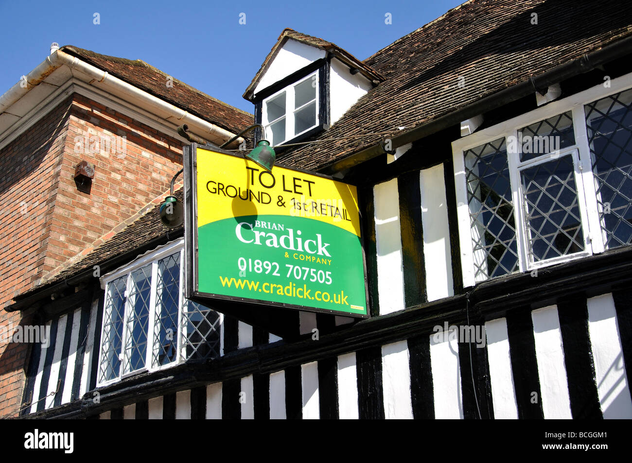To let sign, High Street, Tenterden, Kent, England, United Kingdom Stock Photo