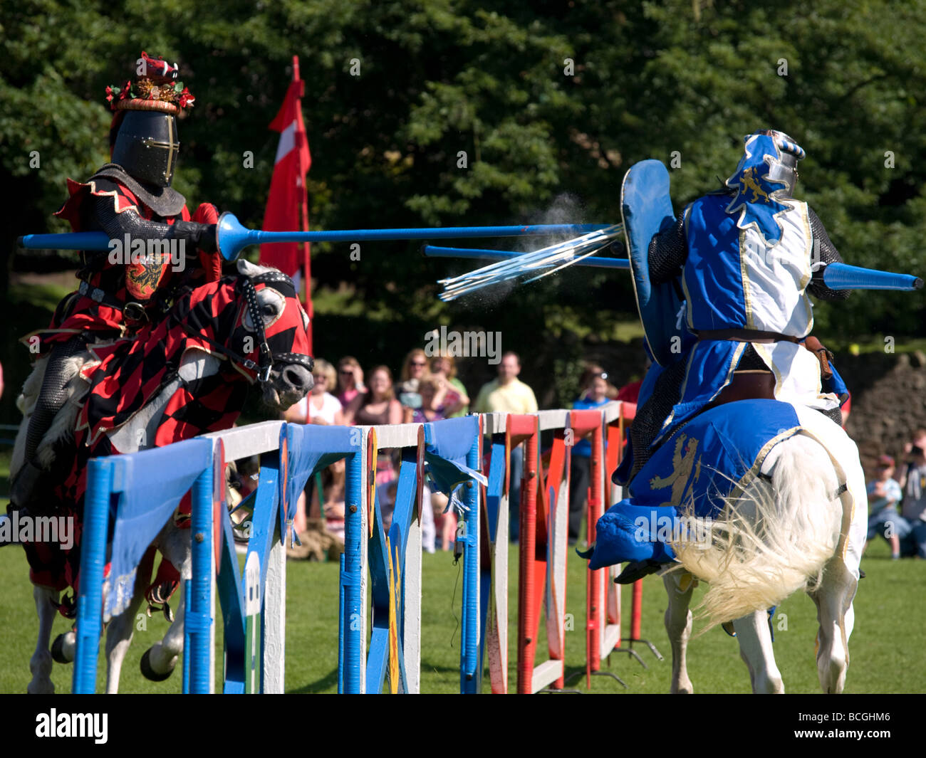 Knights Jousting at a Medieval re-enactment event Stock Photo