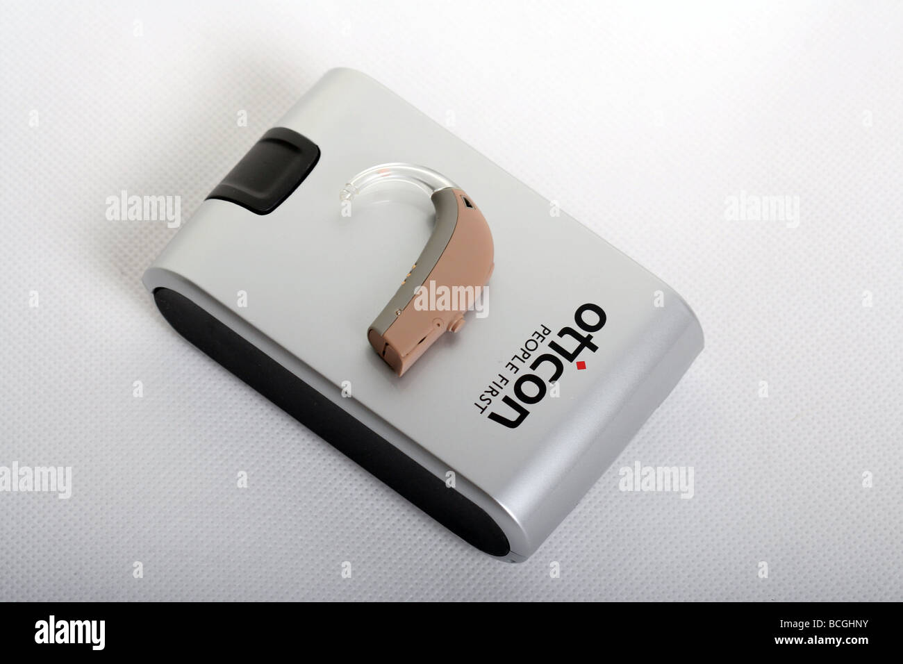 Oticon hearing aid with box Stock Photo Alamy