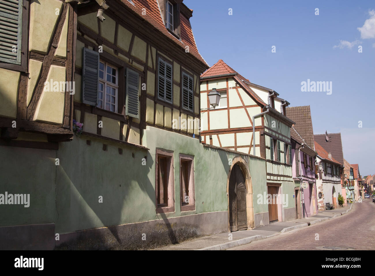 Turckheim Alsace France EU View down one of the streets in this properous tourist centre Stock Photo