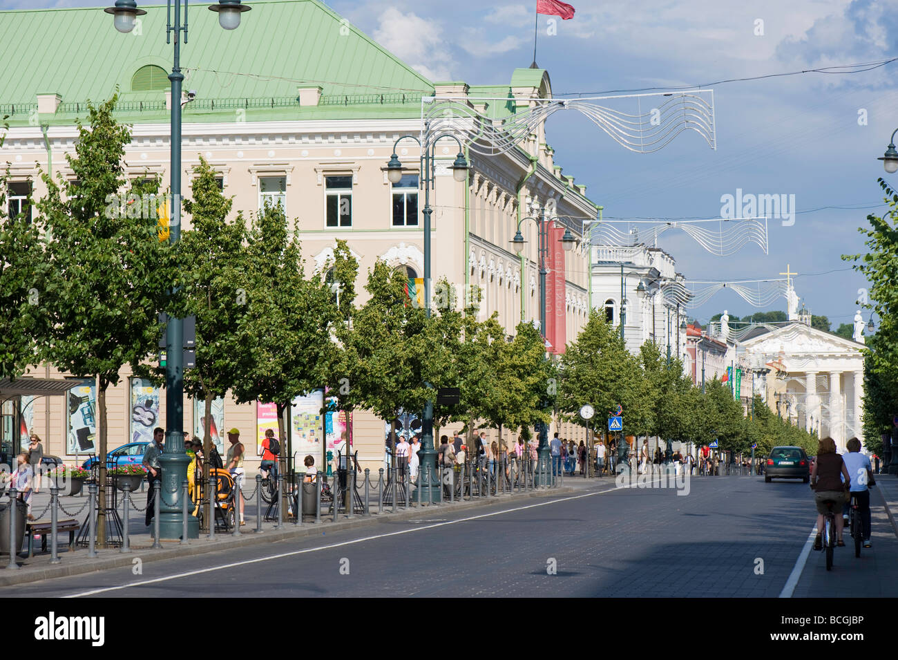 People strolling along street Vilnius Lithuania Stock Photo
