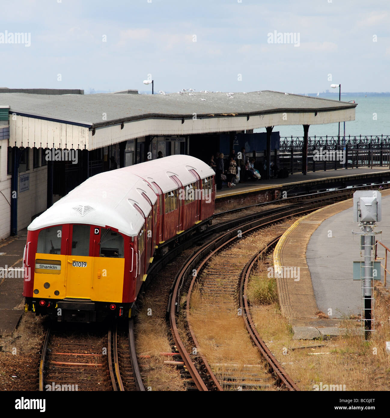 Ryde Esplanade electric passenger train approaching station Isle of