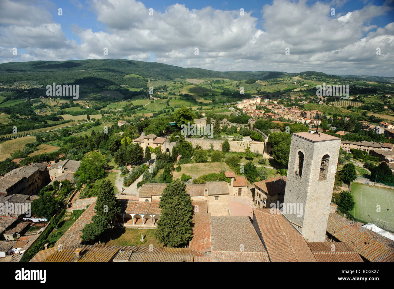 West View With La Rocca Di Montestaffoli Fortress From Tower Torre Grossa San Gimignano Tuscany