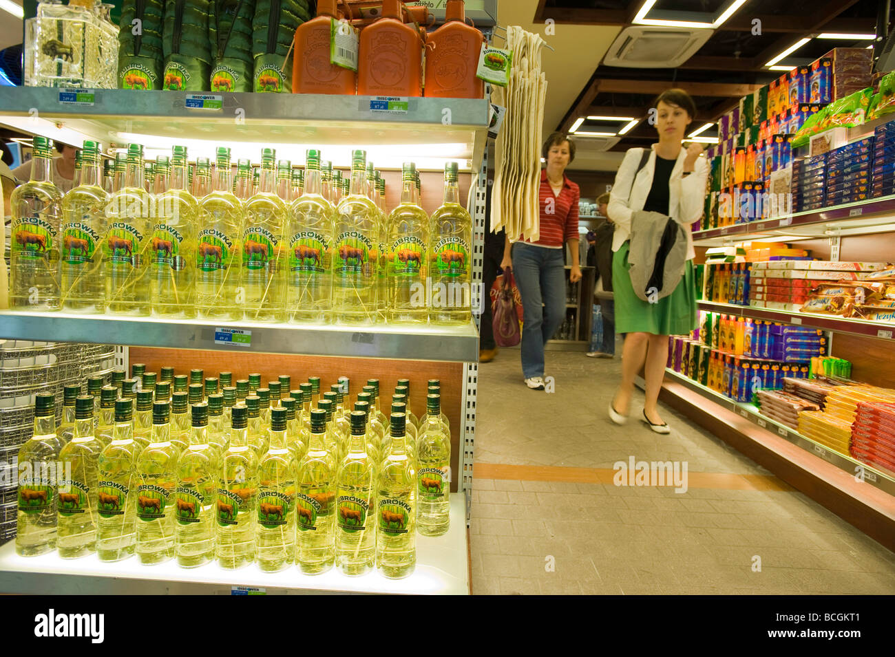 Polish vodka on sale at duty free shop Fryderyk Chopin Airport Warsaw Poland Stock Photo