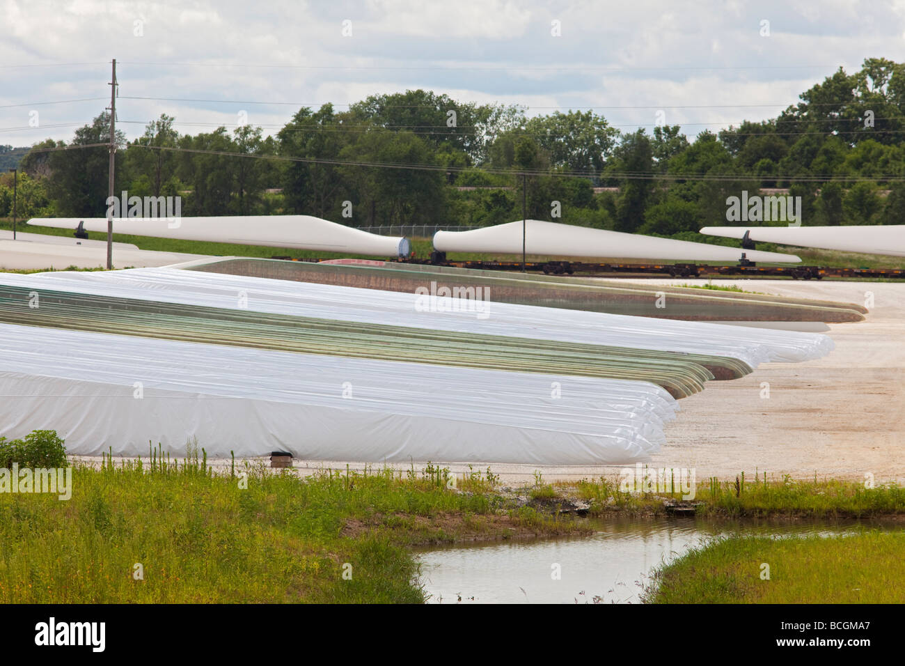 Fort Madison Iowa Wind turbine blades at the Siemens Energy Fort