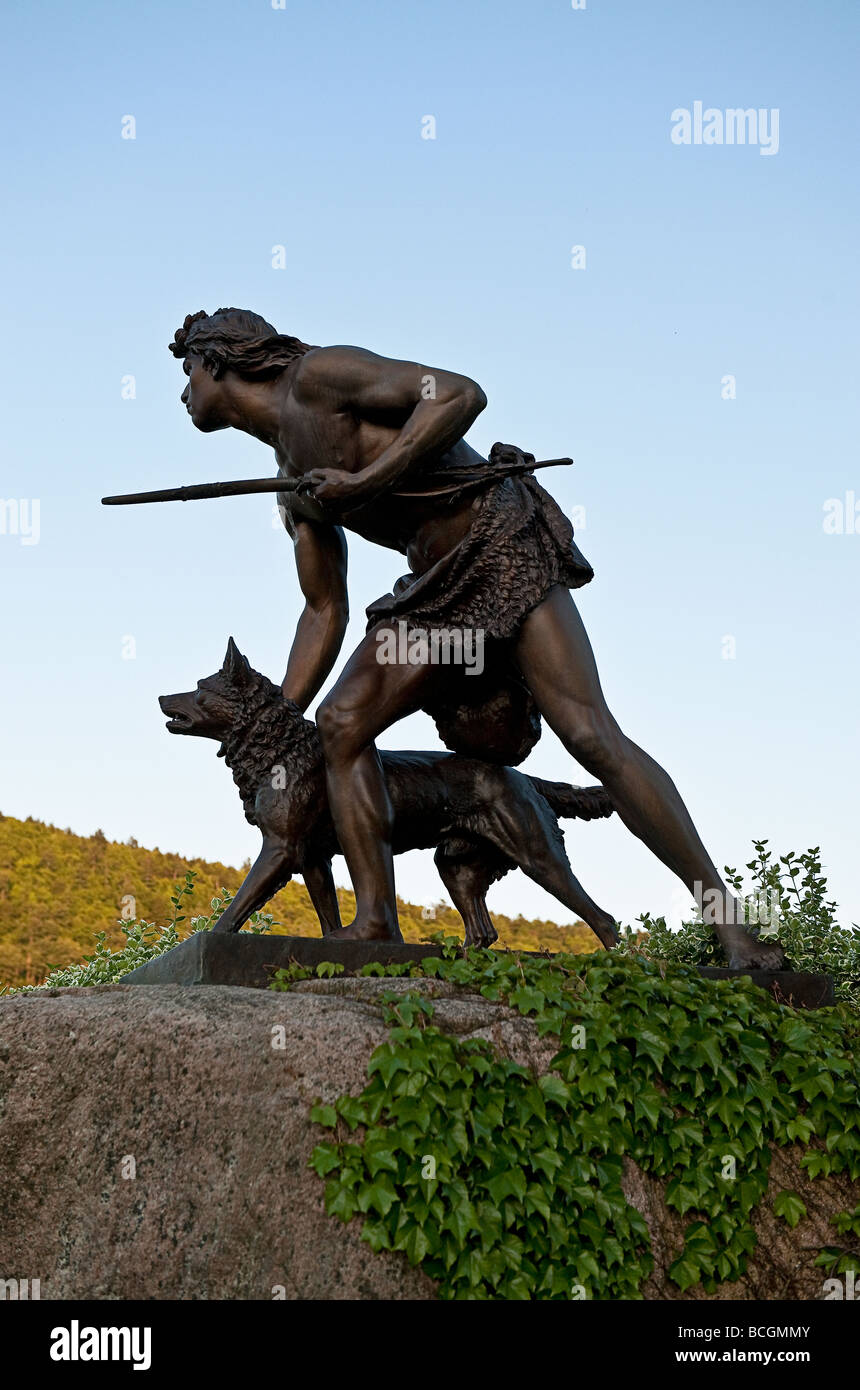 Indian Hunter sculpture by John Quincy Adams Ward 1897 Cooperstown New York Stock Photo