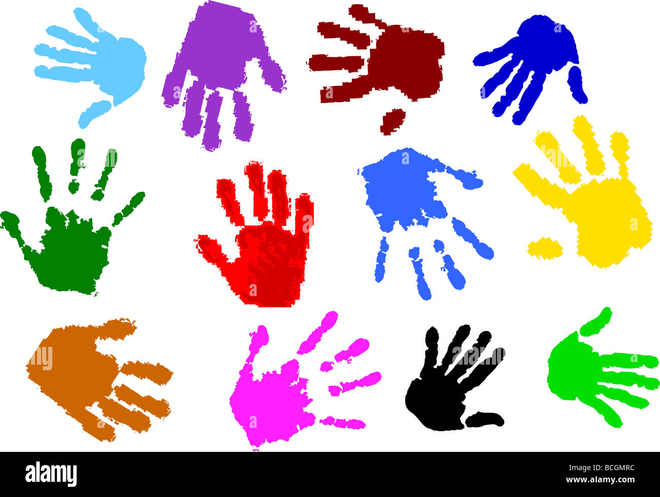 colorful hand prints Stock Photo - Alamy