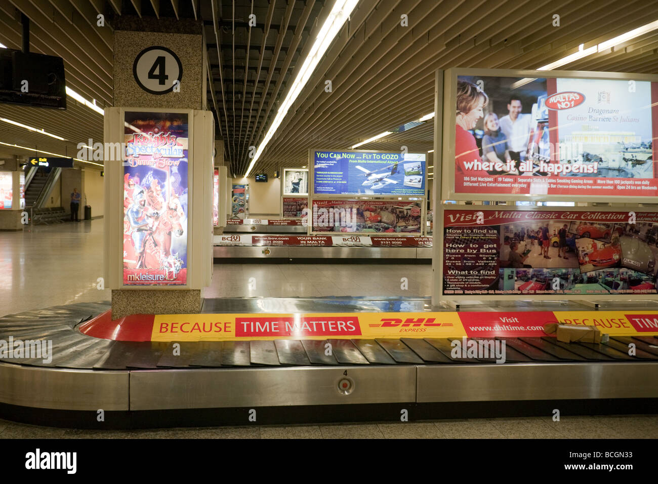Empty Baggage claim conveyors, Arrivals, Malta International airport