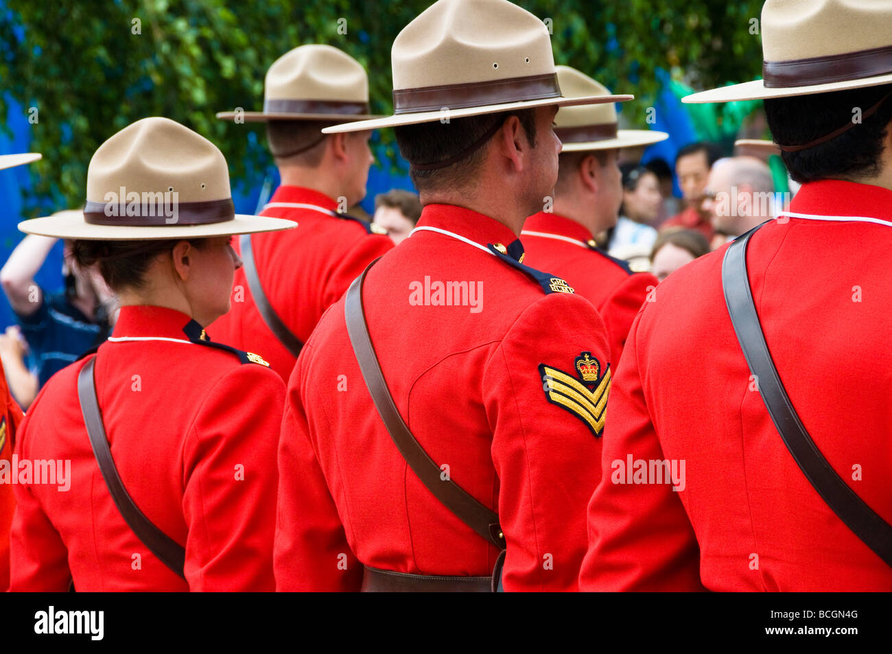 Mounties parade during Canada Day Montreal Stock Photo