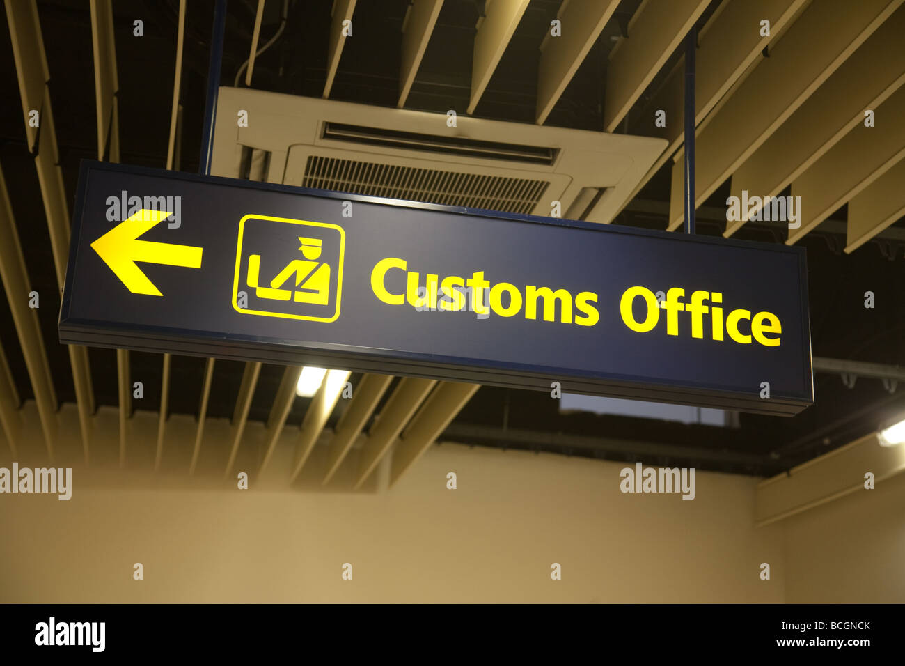 Customs sign, Malta airport, Malta Stock Photo