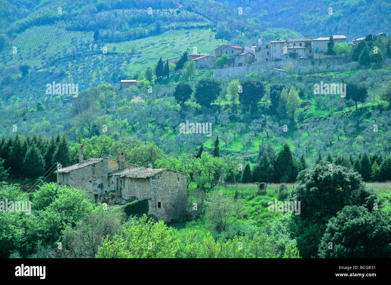 Village of Castagnola in Umbrian countryside near Giano Del Umbria Umbria Italy BEAN ALPix 0099 Stock Photo